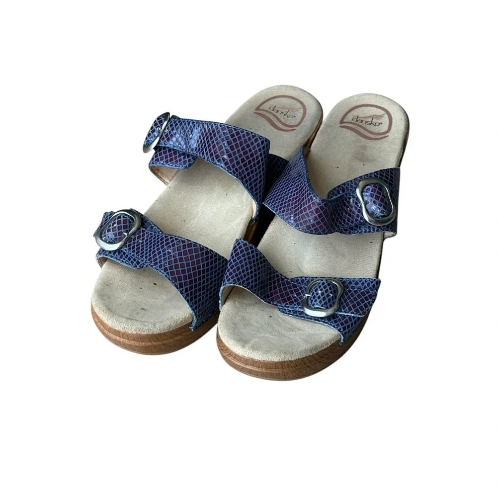 Dansko Sophie Metallic Blue Purple Buckle Adjustable Sandals Size 40 9.5 - Picture 8 of 11
